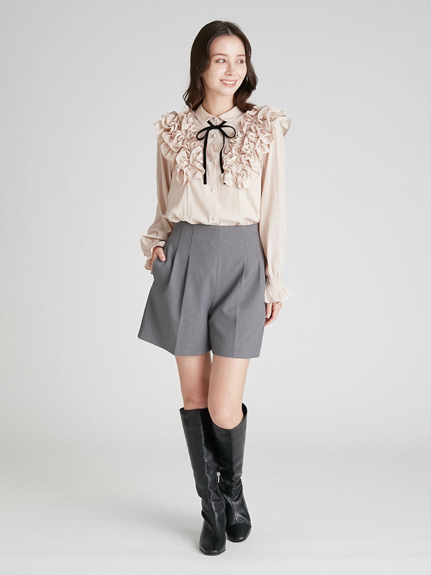 CELFORD「【ウォッシャブル】フリルヨークシャツカラーブラウス」|シャツ・ブラウス|