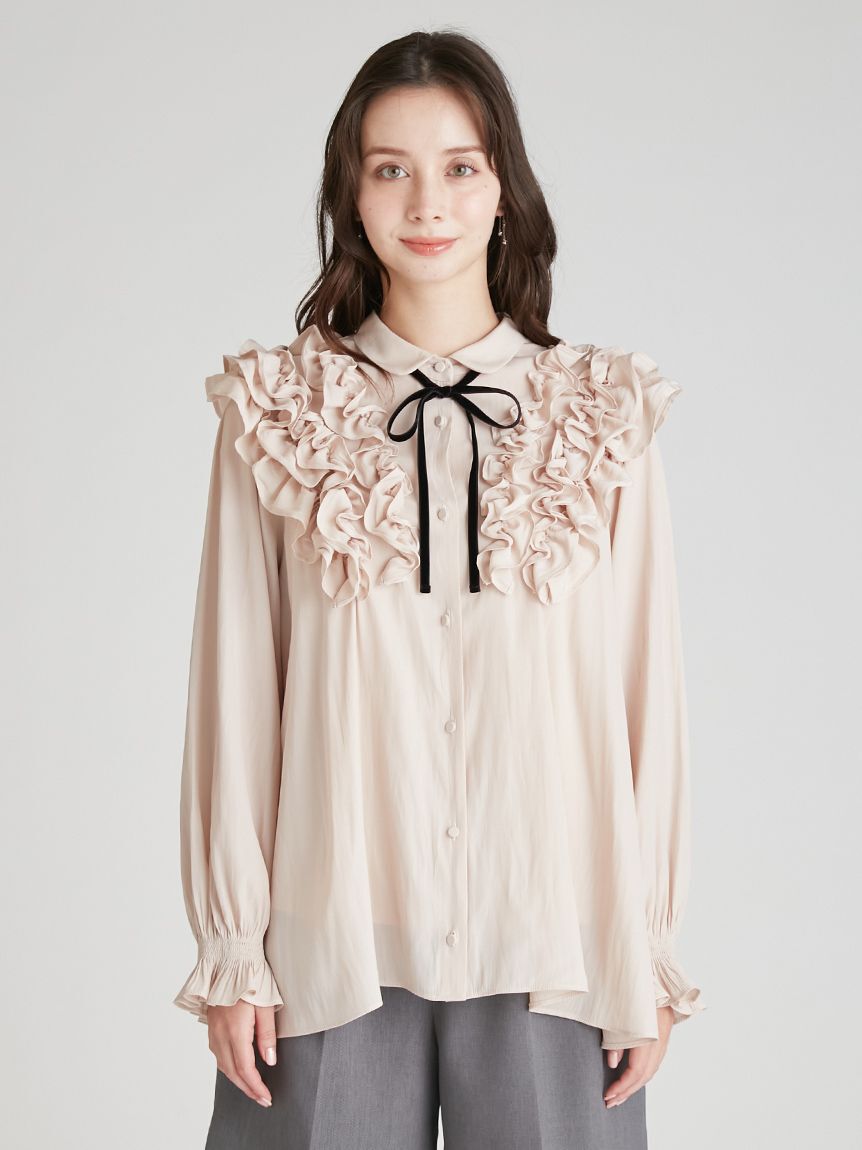 CELFORD「【ウォッシャブル】フリルヨークシャツカラーブラウス」|シャツ・ブラウス|