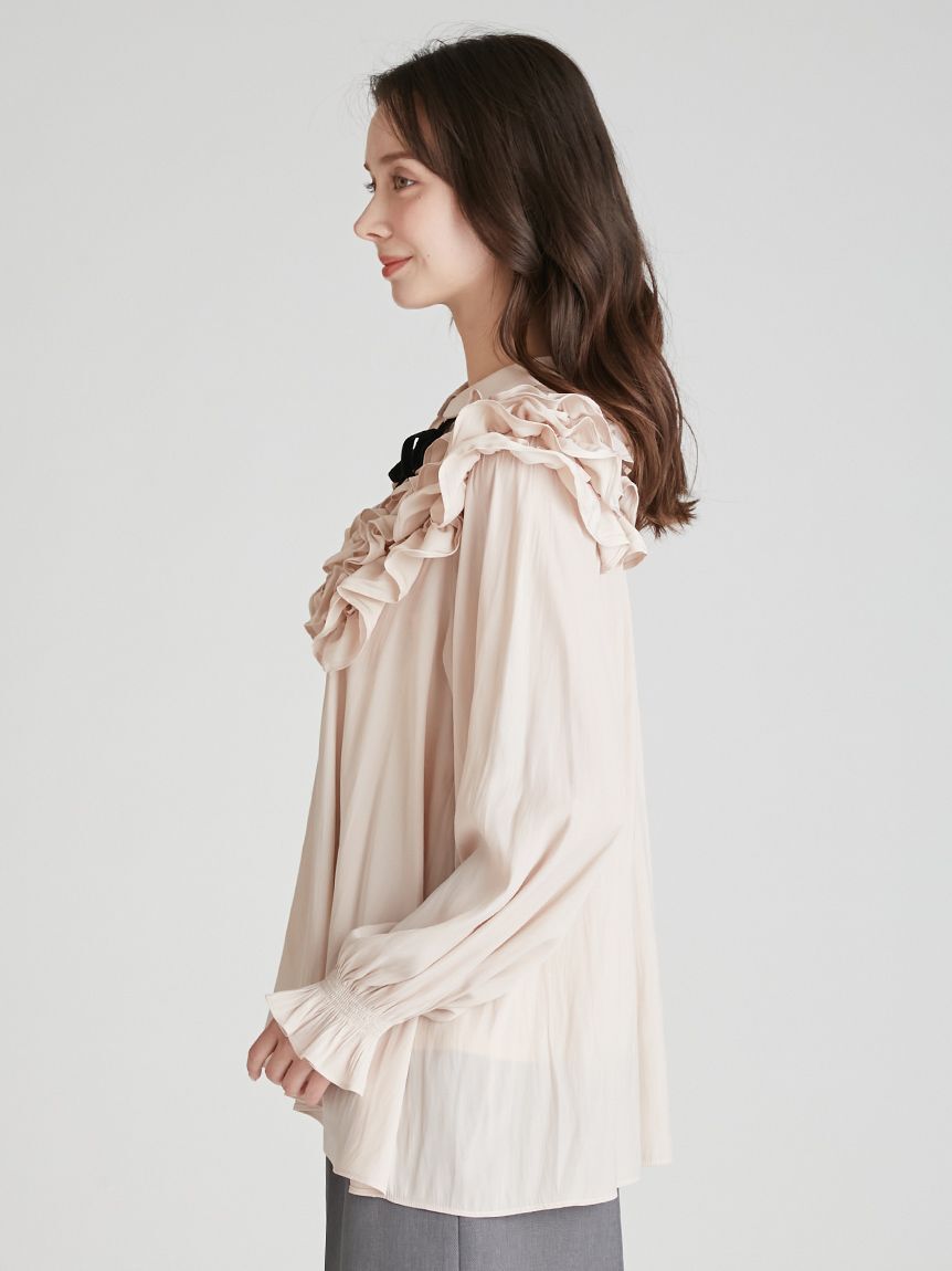 CELFORD「【ウォッシャブル】フリルヨークシャツカラーブラウス」|シャツ・ブラウス|