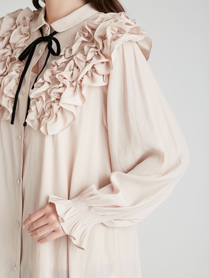 CELFORD「【ウォッシャブル】フリルヨークシャツカラーブラウス」|シャツ・ブラウス|