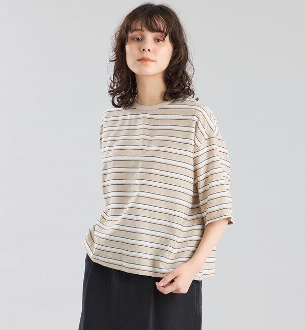 MACKINTOSH PHILOSOPHY「GREY LABEL マルチボーダーブラウス」|シャツ・ブラウス|ベージュ