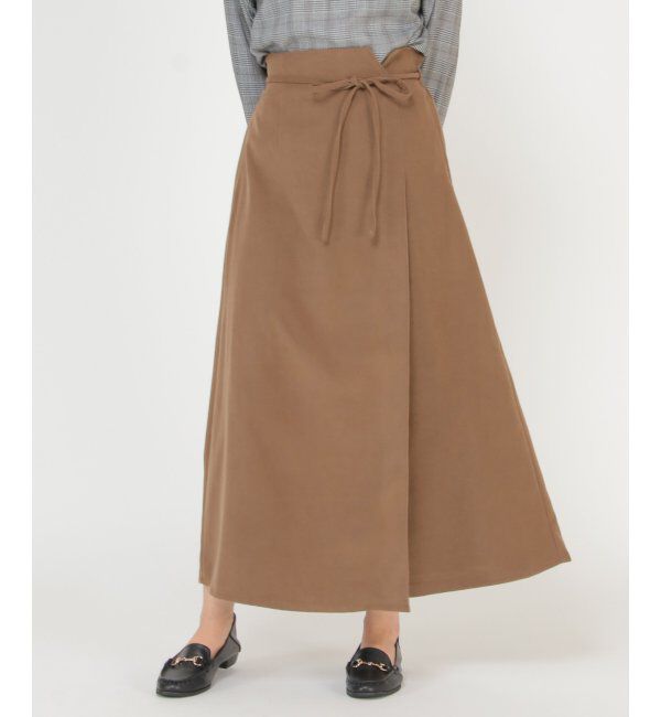 ikka「フェイクスウェードラップスカート」|スカート|ブラウン
