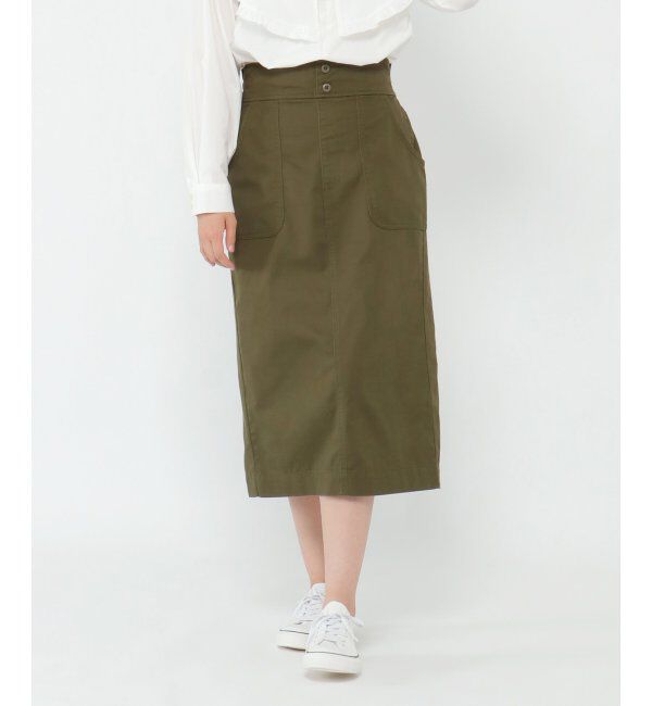 ikka「ミリタリーIラインスカート」|スカート|オリーブ