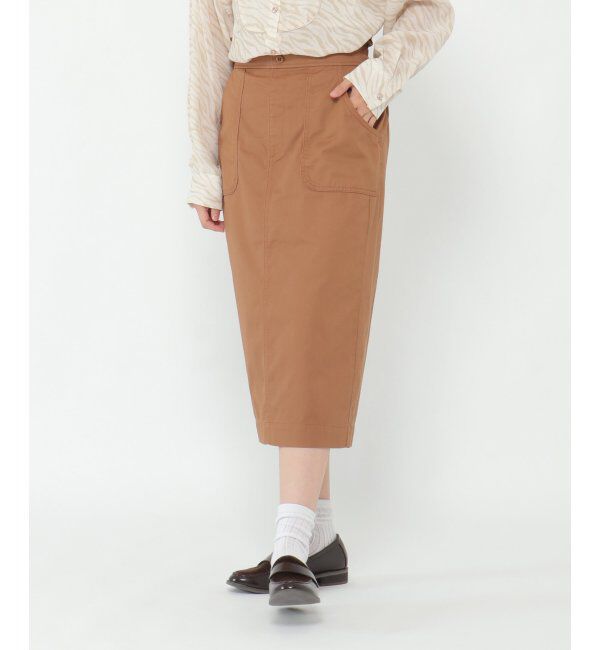 ikka「ミリタリーIラインスカート」|スカート|ベージュ