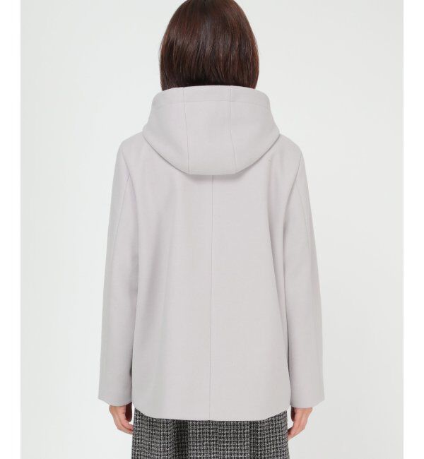 ikka「RENUメルトンフード取り外しジャケット」|ノーカラーコート|