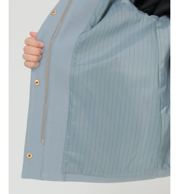 ikka「RENUメルトンフード取り外しジャケット」|ノーカラーコート|