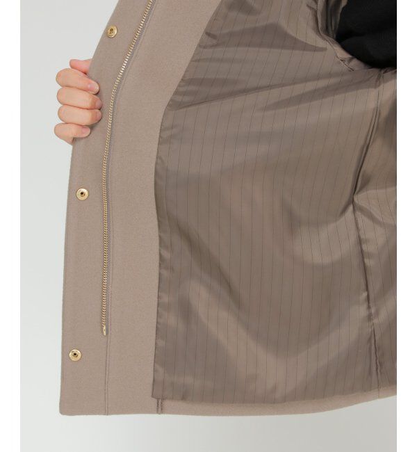 ikka「RENUメルトンフード取り外しジャケット」|ノーカラーコート|