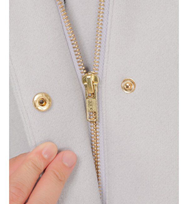 ikka「RENUメルトンフード取り外しジャケット」|ノーカラーコート|