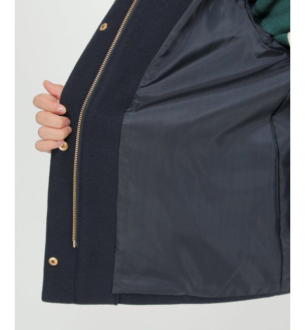 ikka「RENUメルトンフード取り外しジャケット」|ノーカラーコート|