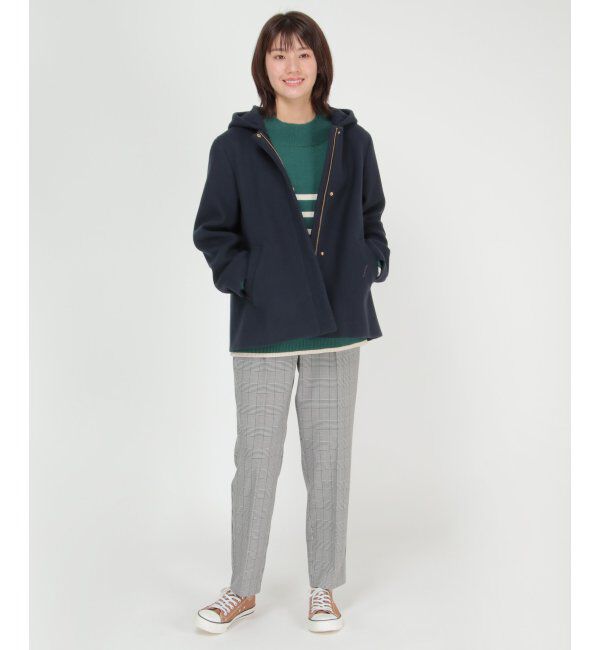 ikka「RENUメルトンフード取り外しジャケット」|ノーカラーコート|