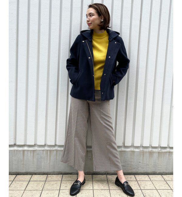 ikka「RENUメルトンフード取り外しジャケット」|ノーカラーコート|