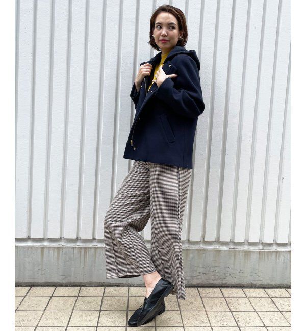 ikka「RENUメルトンフード取り外しジャケット」|ノーカラーコート|