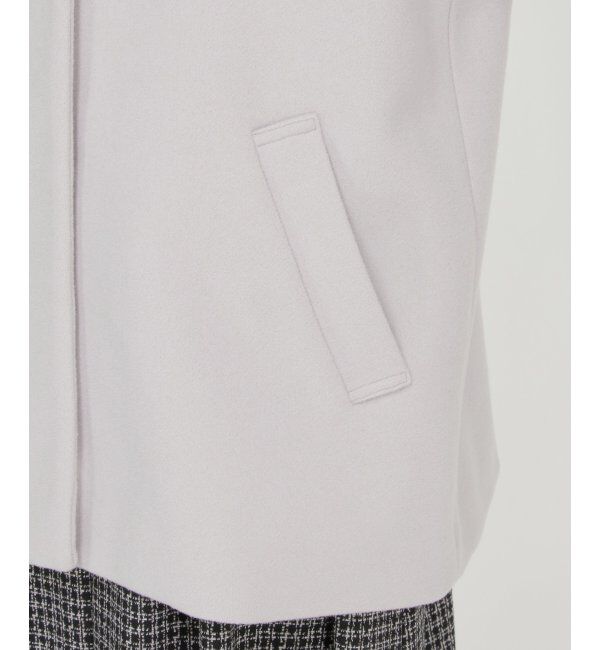 ikka「RENUメルトンフード取り外しジャケット」|ノーカラーコート|