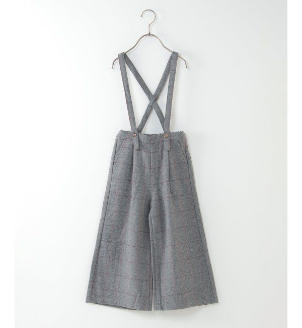 ikka kids「【キッズ】起毛チェックサロペット（120~160cm）」|その他|ダークグレイ