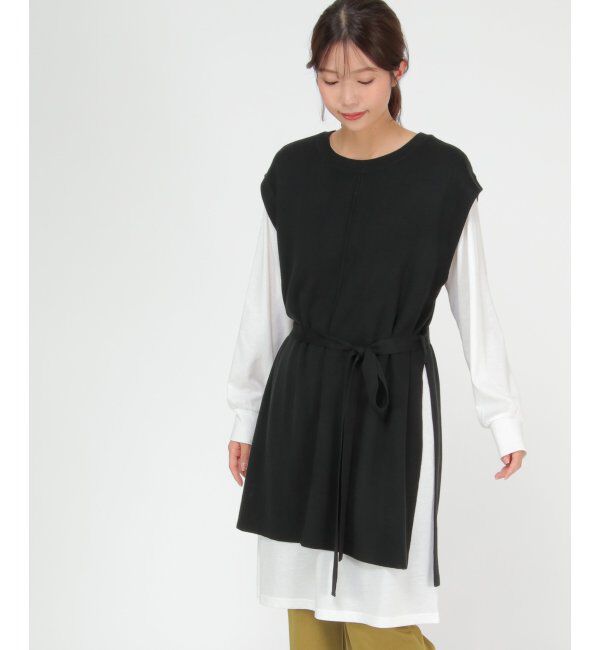 ikka「ニットベストアンサンブルワンピース」|ワンピース|ブラック