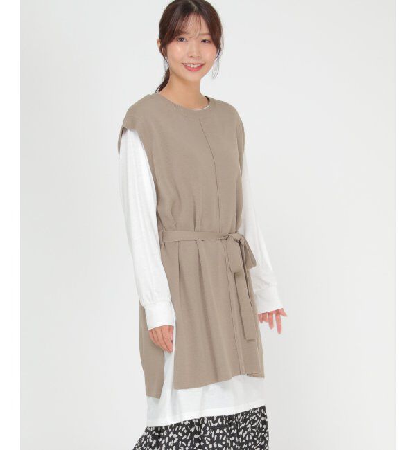 ikka「ニットベストアンサンブルワンピース」|ワンピース|コーヒー