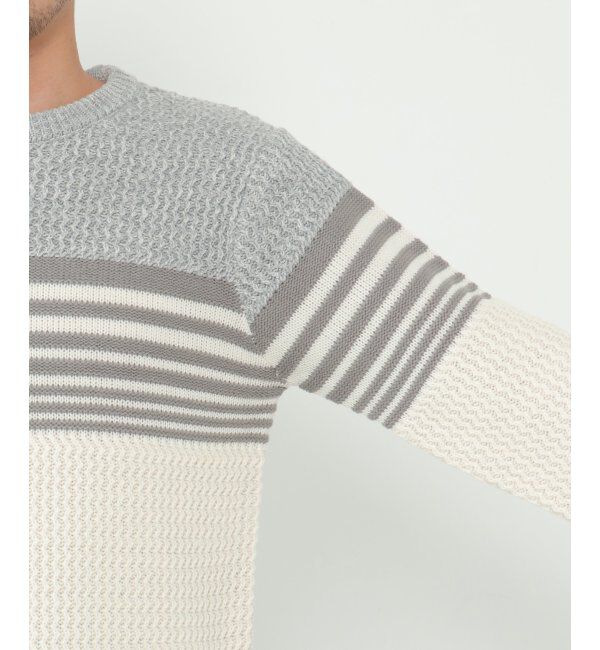 ikka「編地MIXパネルボーダーニット」|プルオーバー|