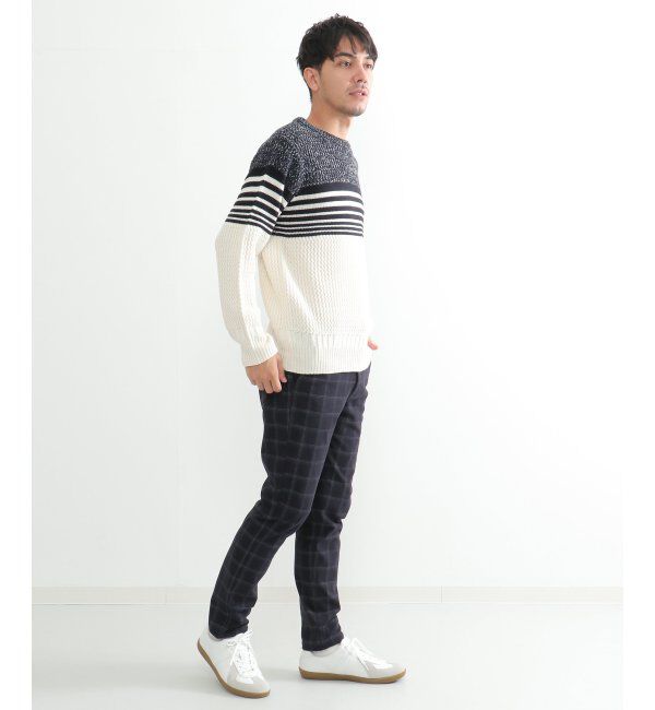 ikka「編地MIXパネルボーダーニット」|プルオーバー|