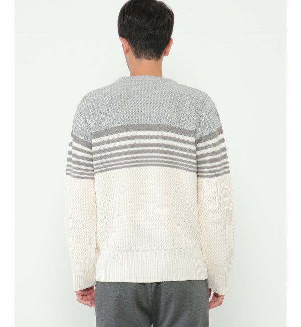 ikka「編地MIXパネルボーダーニット」|プルオーバー|