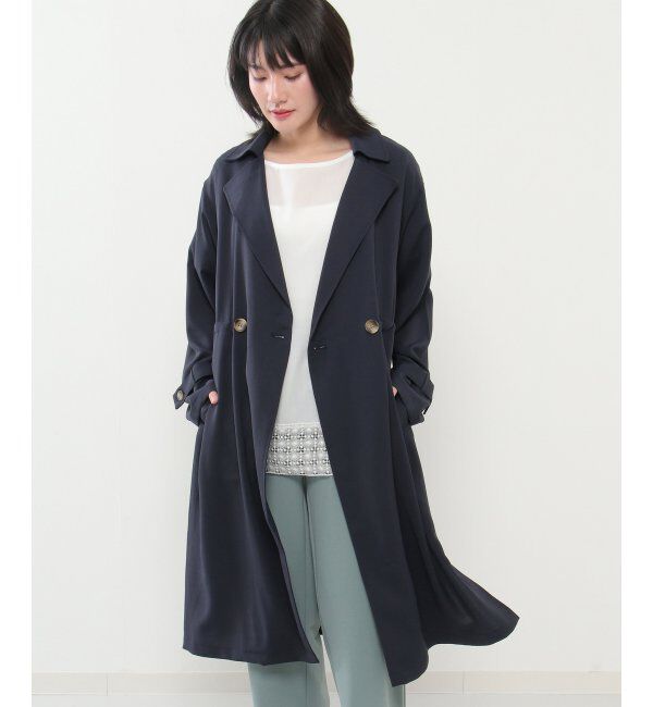 ikka「花粉リリースゆるトレンチ」|トレンチコート|ネイビー