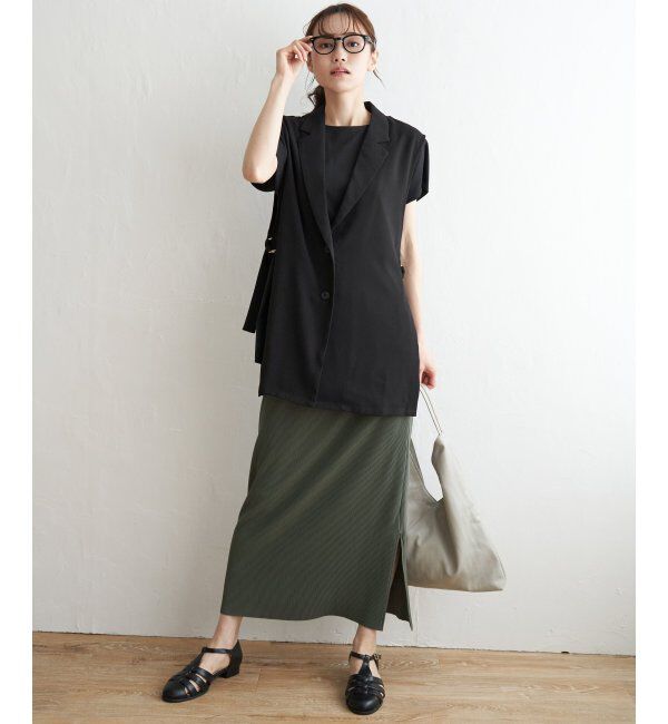 ikka「サイドベルトテーラードジレ」|ダウンベスト・ベスト|