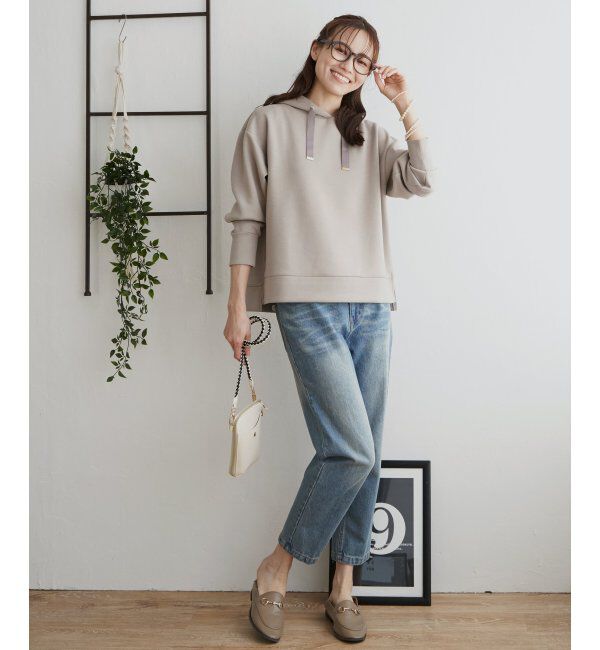 ikka「ダンボールニットフードパーカー」|パーカー|