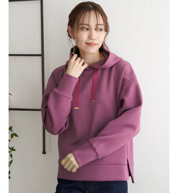 ikka「ダンボールニットフードパーカー」|パーカー|ピンク