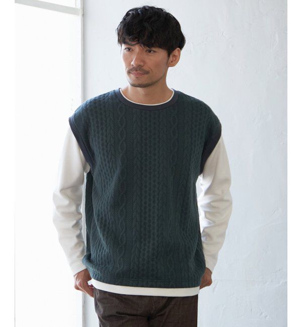 ikka「フクレジャガードフェイクベストロンT」|Tシャツ・カットソー|