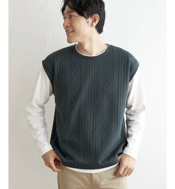 ikka「フクレジャガードフェイクベストロンT」|Tシャツ・カットソー|