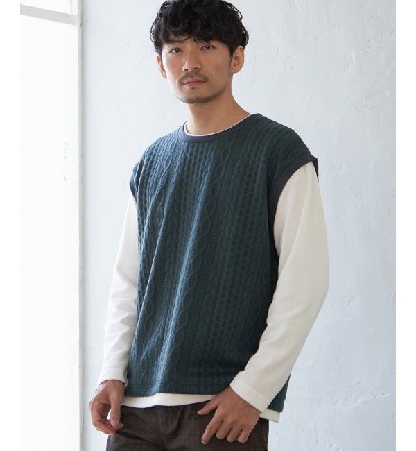 ikka「フクレジャガードフェイクベストロンT」|Tシャツ・カットソー|