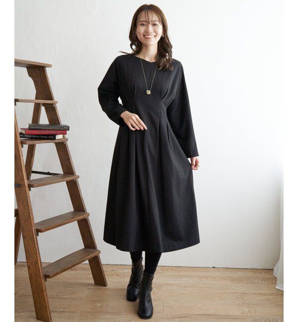 IKKA LOUNGE「カットジャガードワンピース」|ドレス|ブラック