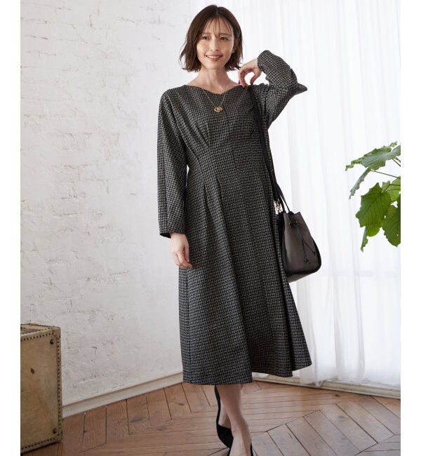 IKKA LOUNGE「カットジャガードワンピース」|ドレス|