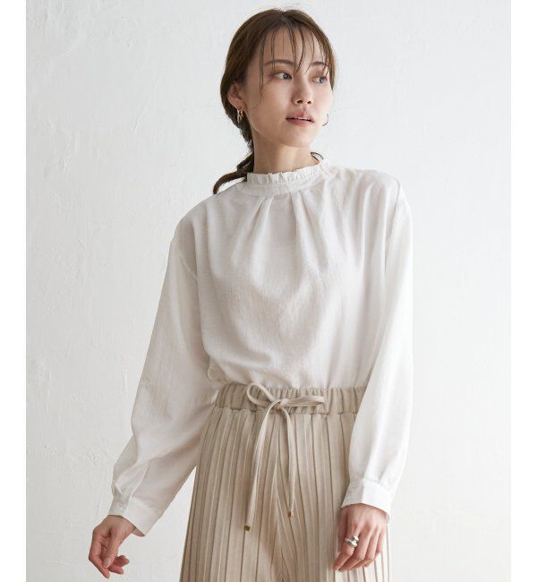 ikka「襟フリル2WAYブラウス」|シャツ・ブラウス|オフホワイト