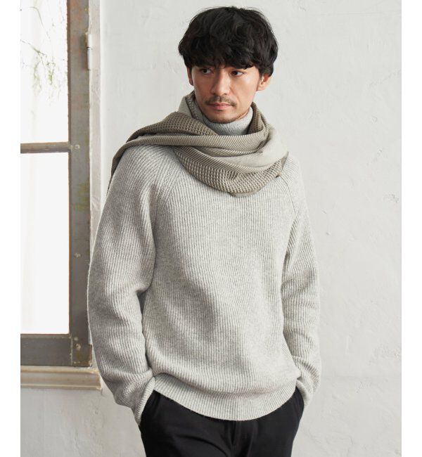 ikka「【抗菌防臭】編地切り替えワイドマフラー」|マフラー|