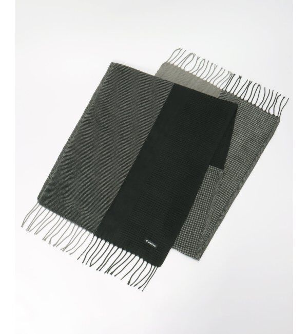 ikka「【抗菌防臭】編地切り替えワイドマフラー」|マフラー|