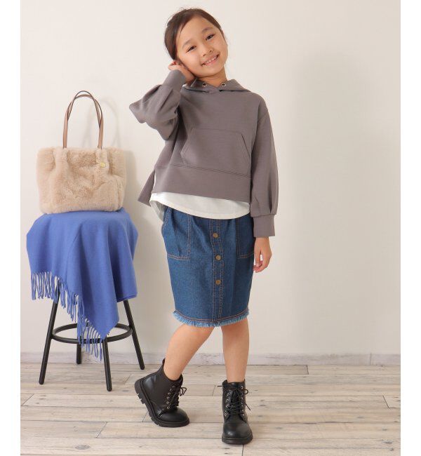 ikka kids「【親子おそろい】ダンボールレイヤードパーカー（120~160cm）」|Tシャツ・カットソー|