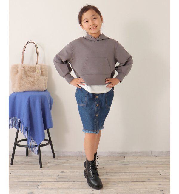 ikka kids「【親子おそろい】ダンボールレイヤードパーカー（120~160cm）」|Tシャツ・カットソー|