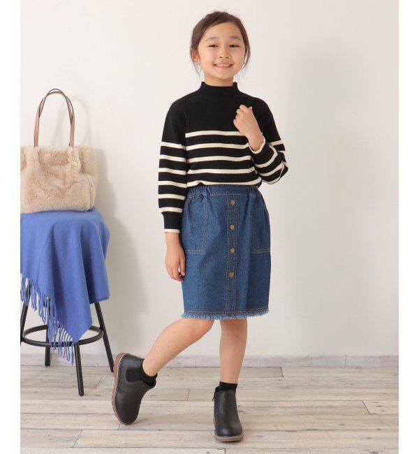 ikka kids「【洗濯機で洗える／親子おそろい】クリーミーボーダーニットプルオーバー（120~160cm）」|その他|