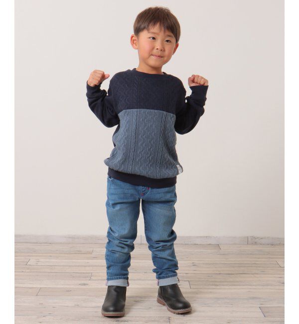 ikka kids「ケーブルニットソーブロックストレーナー（120~160cm）」|Tシャツ・カットソー|