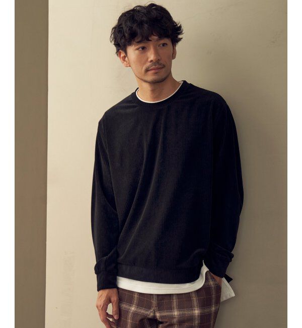 ikka「カットコールフェイクレイヤードプルオーバー」|パーカー|ブラック