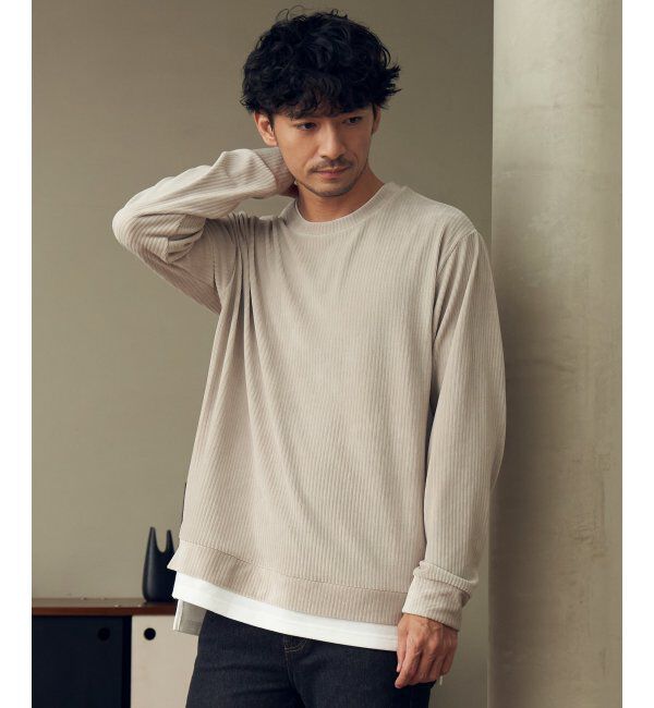 ikka「カットコールフェイクレイヤードプルオーバー」|パーカー|