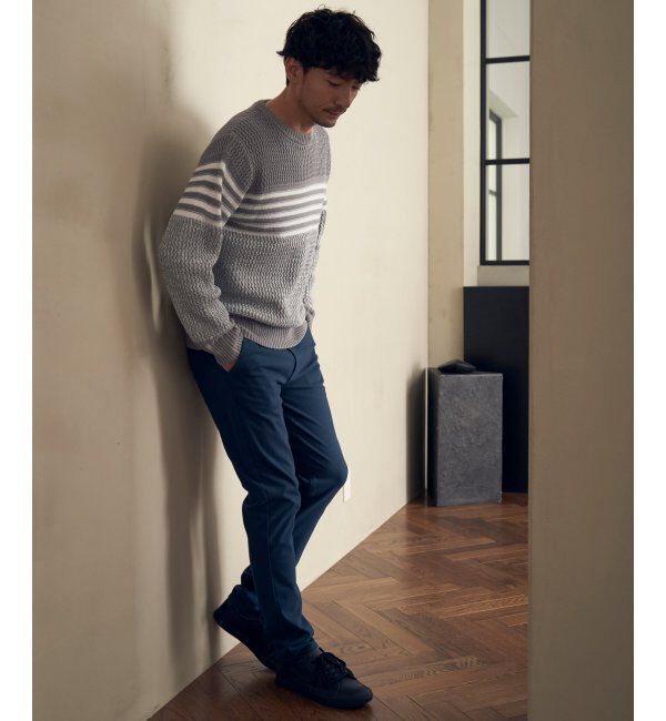 ikka「編地MIXパネルボーダーニット」|プルオーバー|