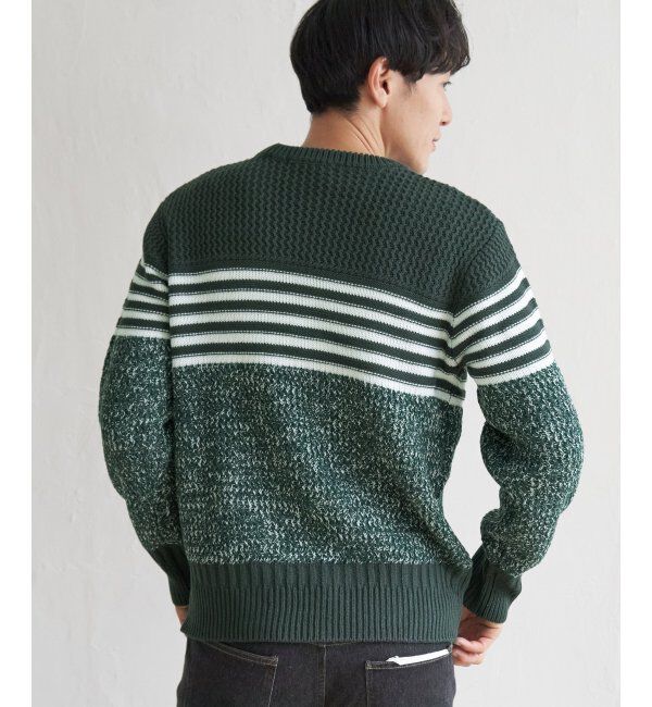 ikka「編地MIXパネルボーダーニット」|プルオーバー|