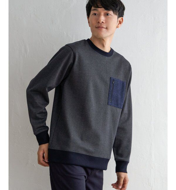 ikka「ヘリンボン裏起毛プルオーバー」|パーカー|