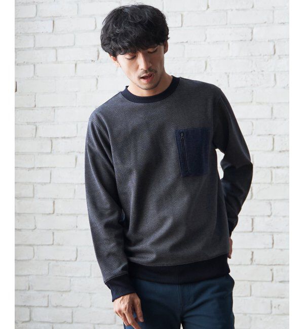 ikka「ヘリンボン裏起毛プルオーバー」|パーカー|