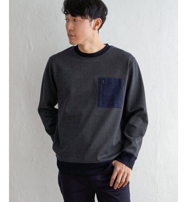 ikka「ヘリンボン裏起毛プルオーバー」|パーカー|