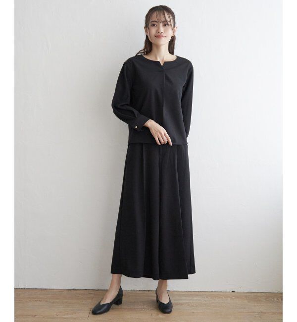 IKKA LOUNGE「【フォーマル対応／2点セット】GOKU楽 長袖フレアセット」|ワンピース|ブラック