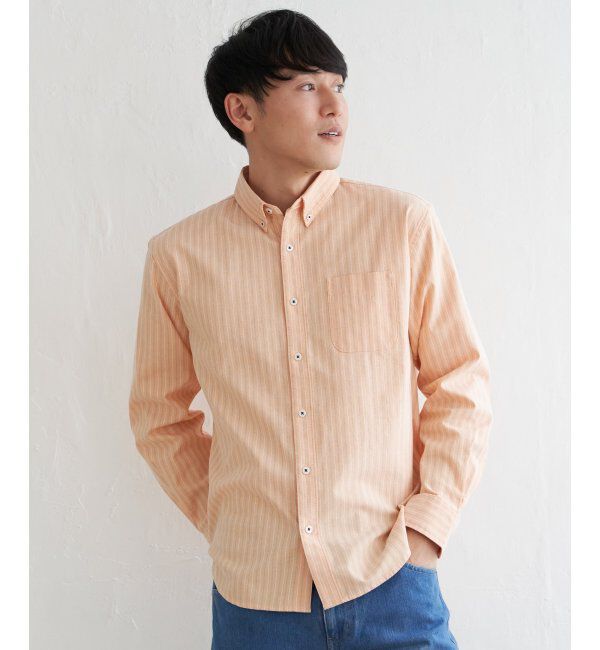 ikka「【吸水速乾】イージーケアオックスボタンダウンシャツ」|シャツ・ブラウス|オレンジ