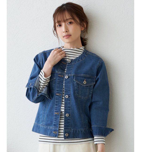 ikka「ストレッチノーカラーデニムGジャン」|その他|