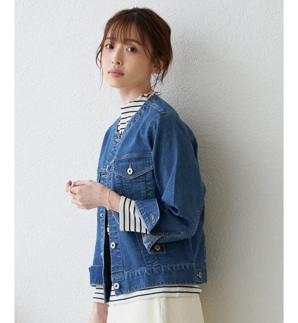 ikka「ストレッチノーカラーデニムGジャン」|その他|